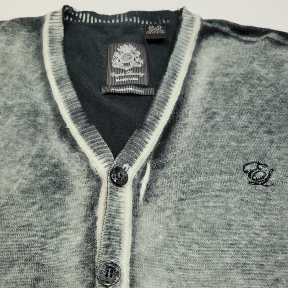 English Landry Blaque Label by Christopher Wick Gradient Gray Cardigan Men's XL - Picture 2 of 7